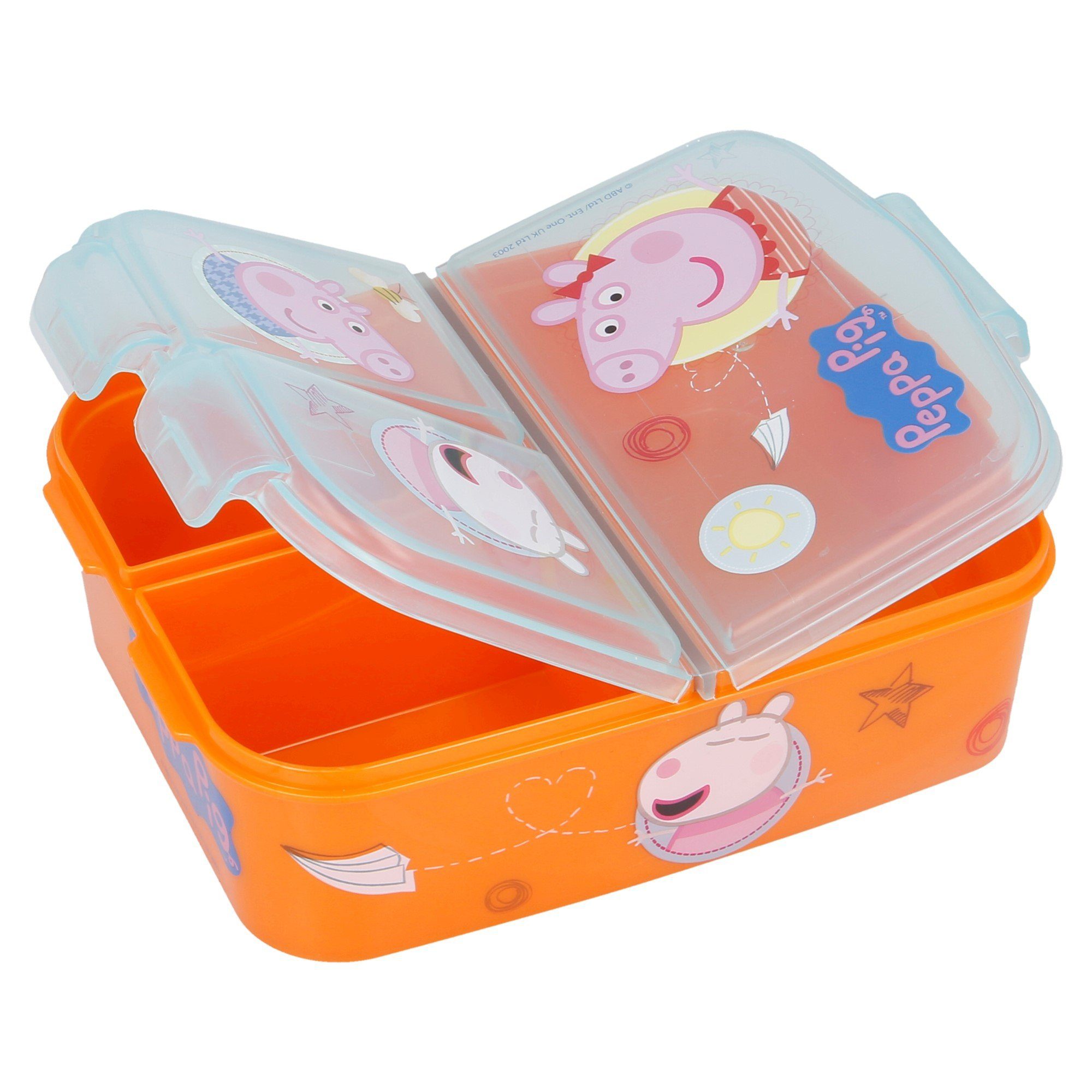 Peppa Pig Lunchbox Peppa Wutz, Kunststoff, Kinder Brotdose mit 3-Fach-Unterteilung BPA frei