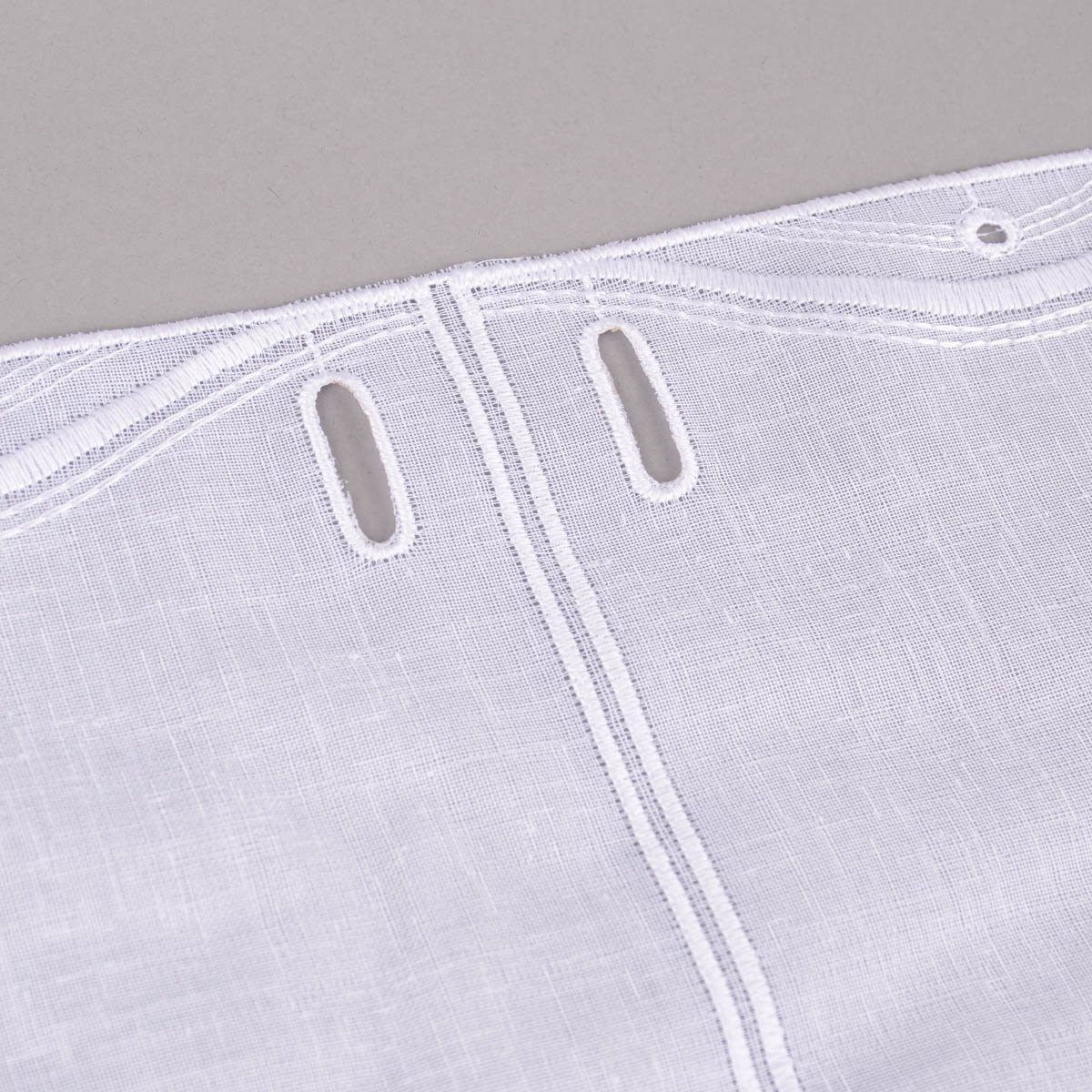 Meterware Scheibengardine nähfrei Stickerei Leinenlook weiß 60cm, SCHÖNER LEBEN., leicht perforiert, Stickerei/Stickstoff, bestickt, pflegeleicht