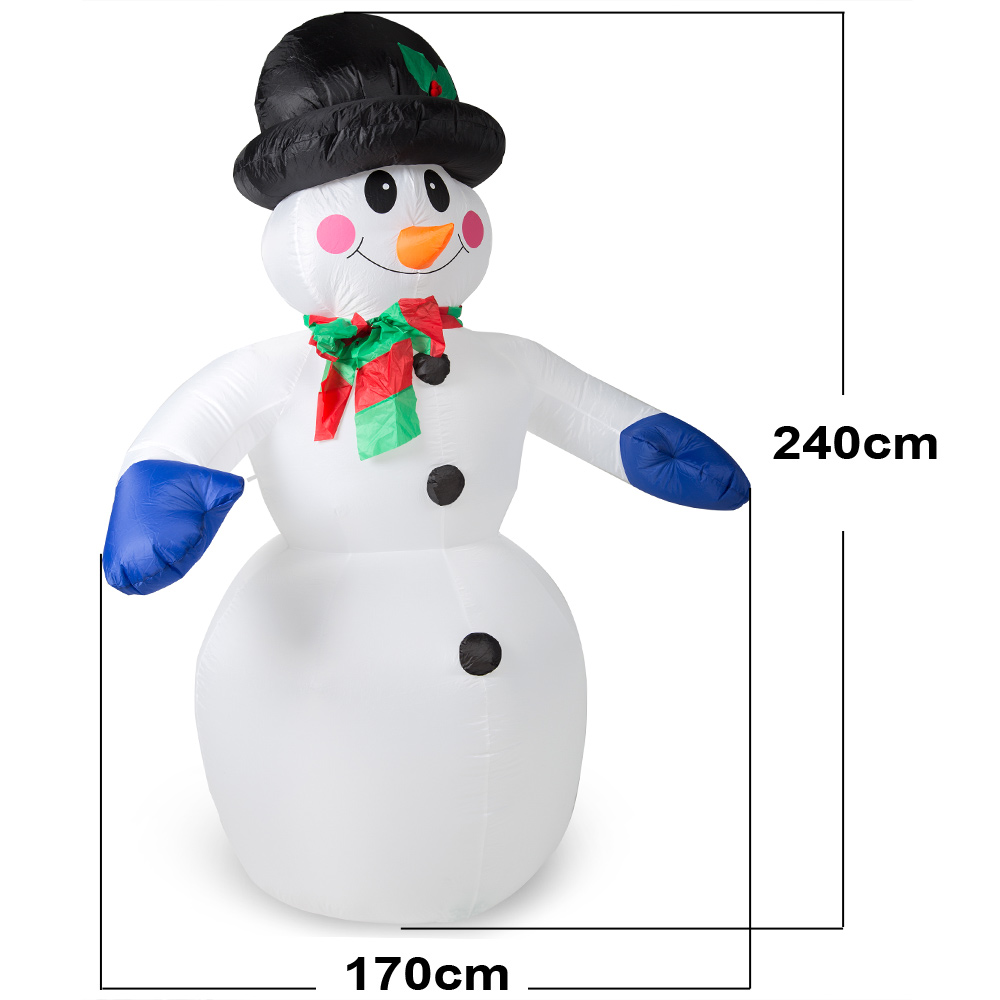 DEUBA Aufblasbare Deko LED - Schneemann XXL 240 x 170 x 116cm mehrfarbig