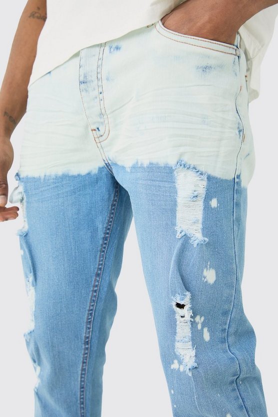 Tall hellblaue Stretch Skinny Jeans mit Farbeffekt