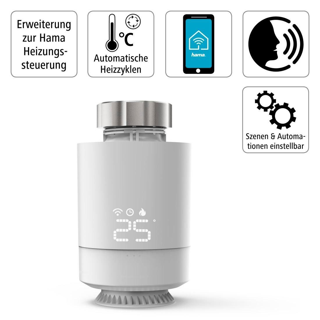 Hama Smartes Heizungsthermostat für WLAN Heizungssteuerung, mit Adapter Smart-Home-Station
