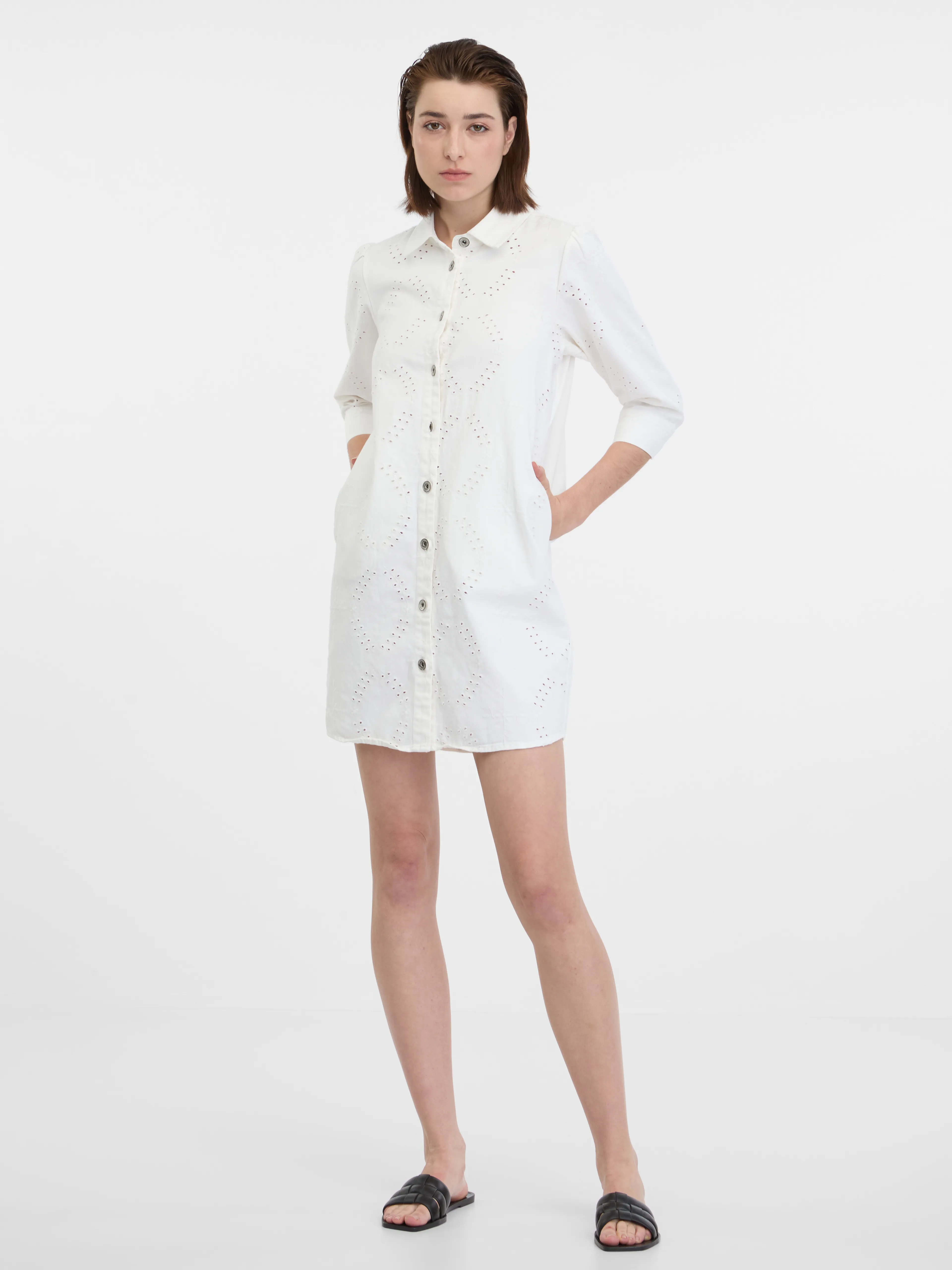 Weißes Damen Hemdblusenkleid aus Denim ORSAY