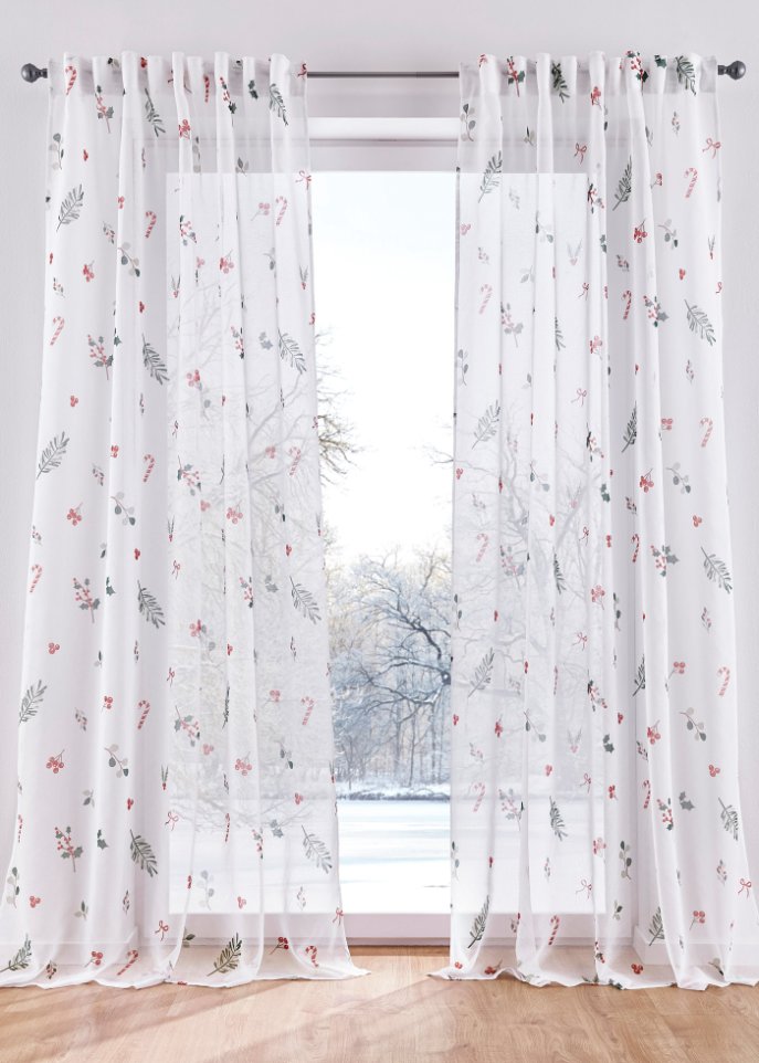 Gardine mit weihnachtlichem Druck (1er Pack)