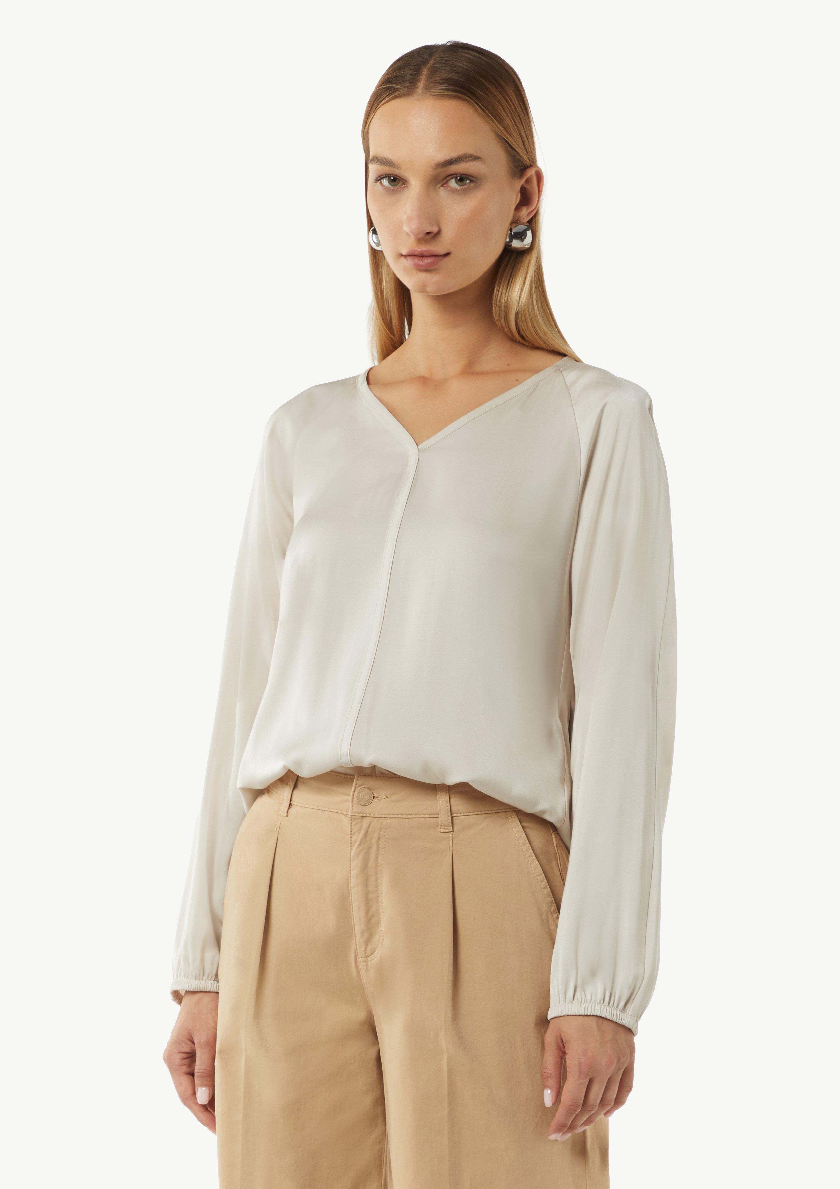 Raglan Bluse mit V-Ausschnitt - helles beige