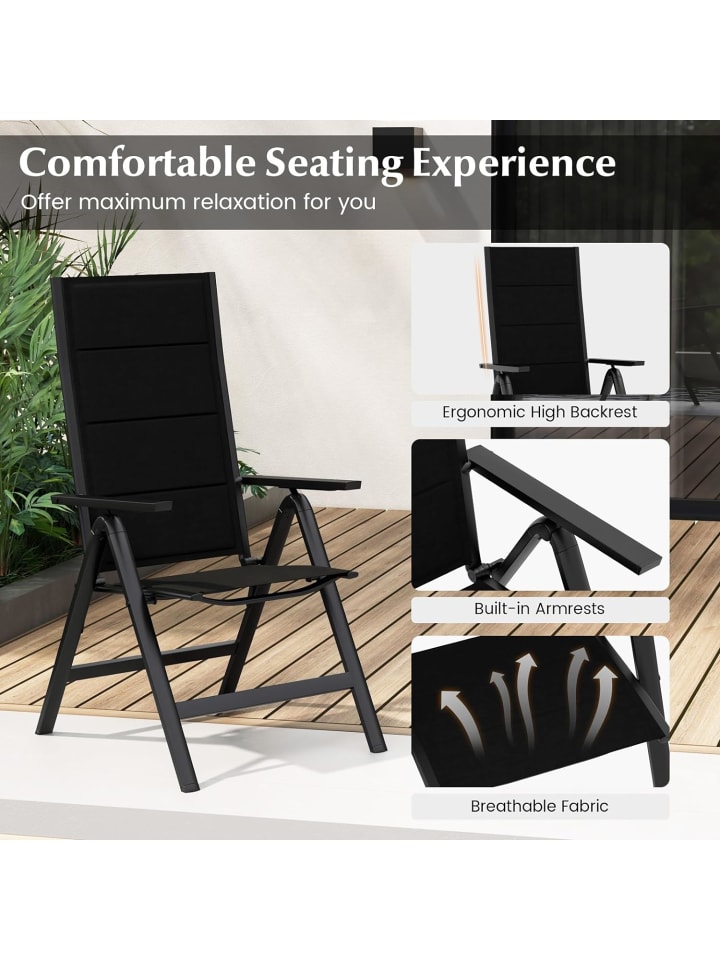 COSTWAY Gartenstuhl Alu 2er Set in Schwarz günstig kaufen onesize