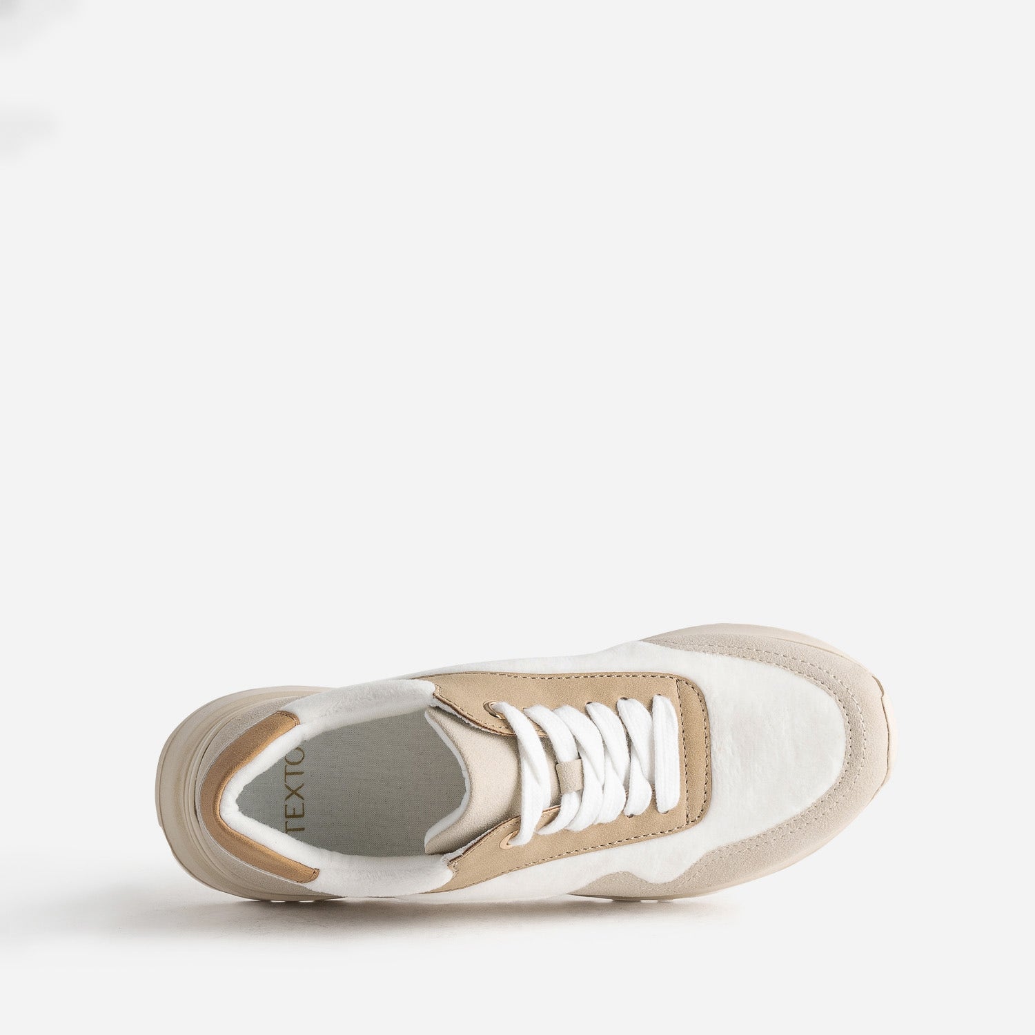 Tennis TEXTO blanche, beige et camel
