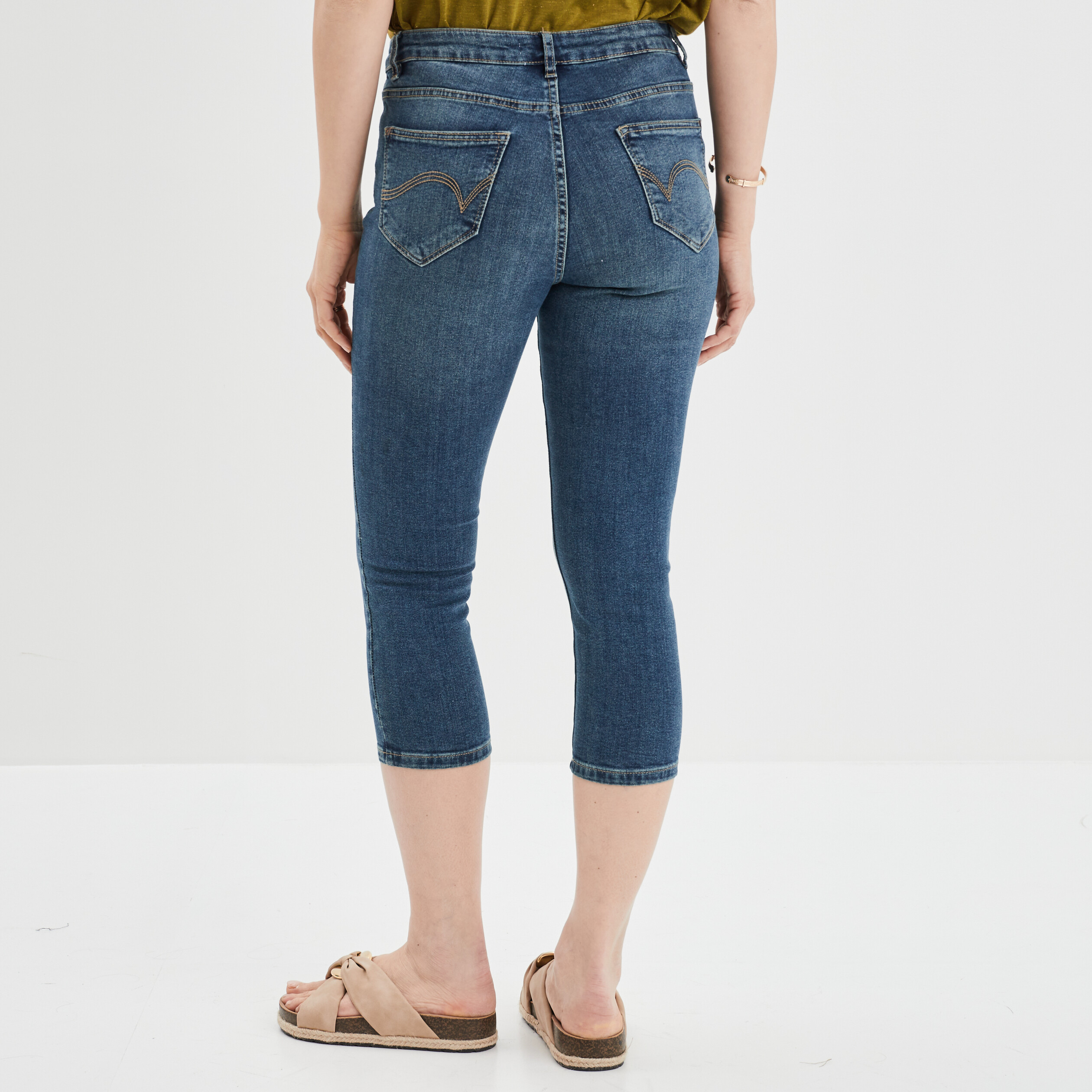Pantacourt slim denim dirty femme | La Halle