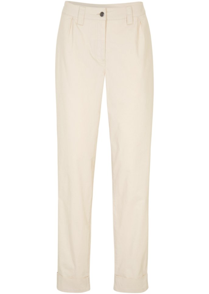 Stretch-Chino mit Bequembund und gekrempeltem Saum