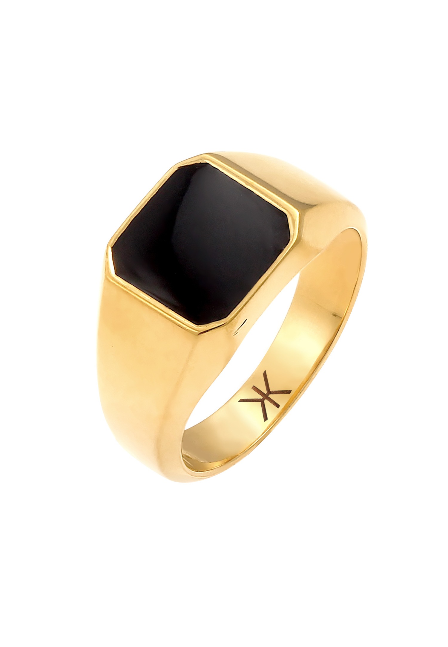 KUZZOI Ring Herren Siegelring Emaille Schwarz Basic 925 Silber