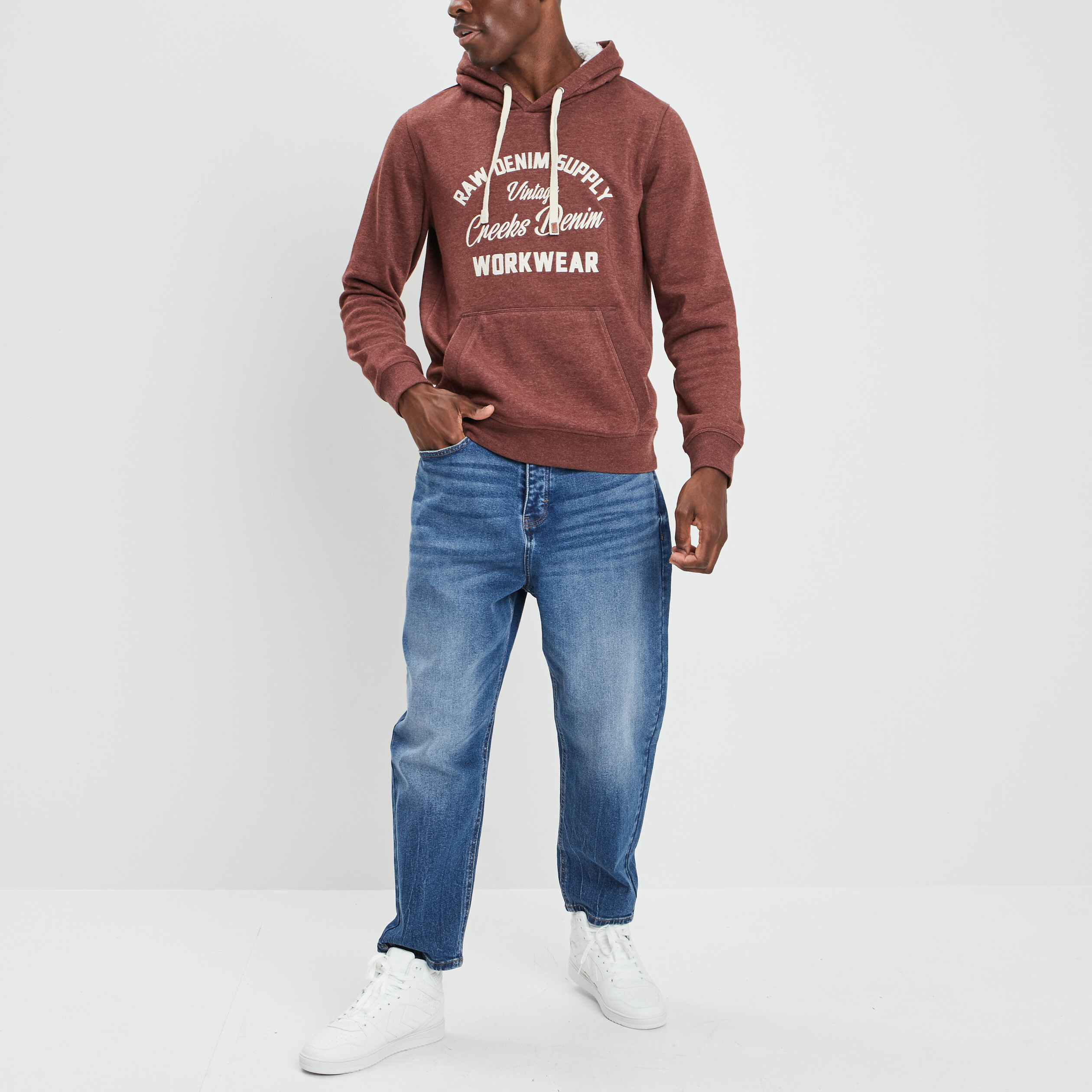 Gilet à capuche hoodie Creeks bordeaux homme | La Halle