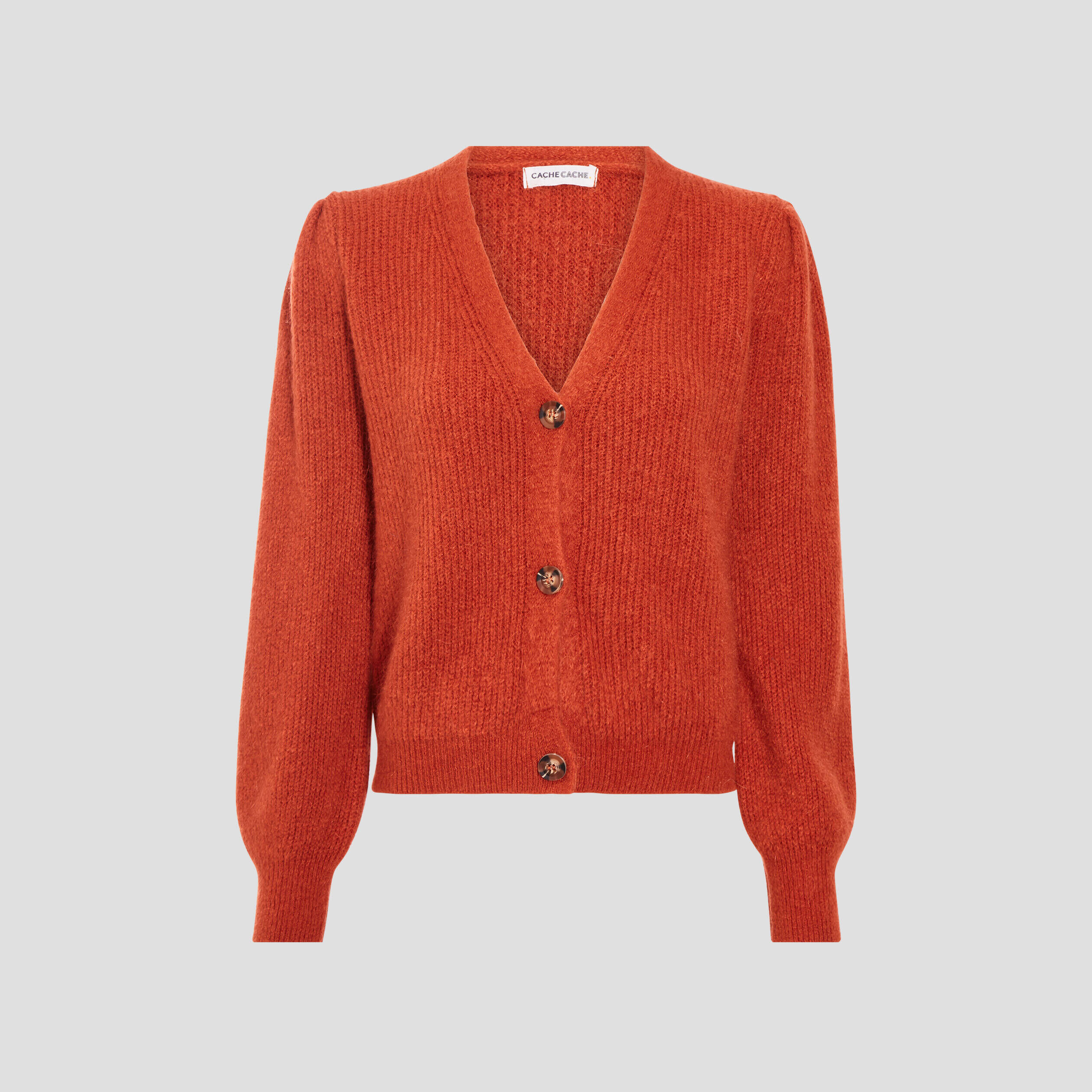 Gilet manches longues marron cognac femme | Cache Cache