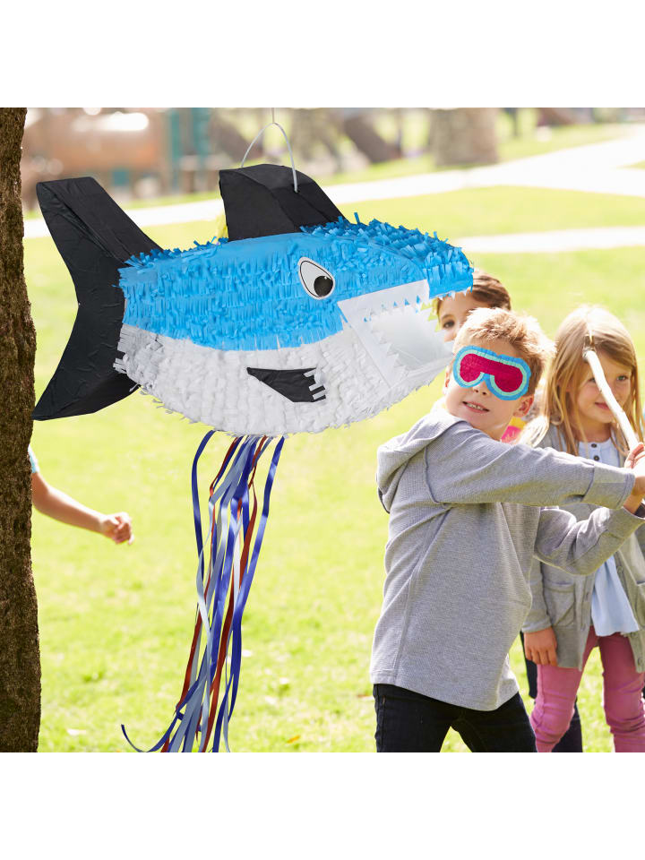 relaxdays Pinata Hai in Blau/Weiß günstig kaufen onesize