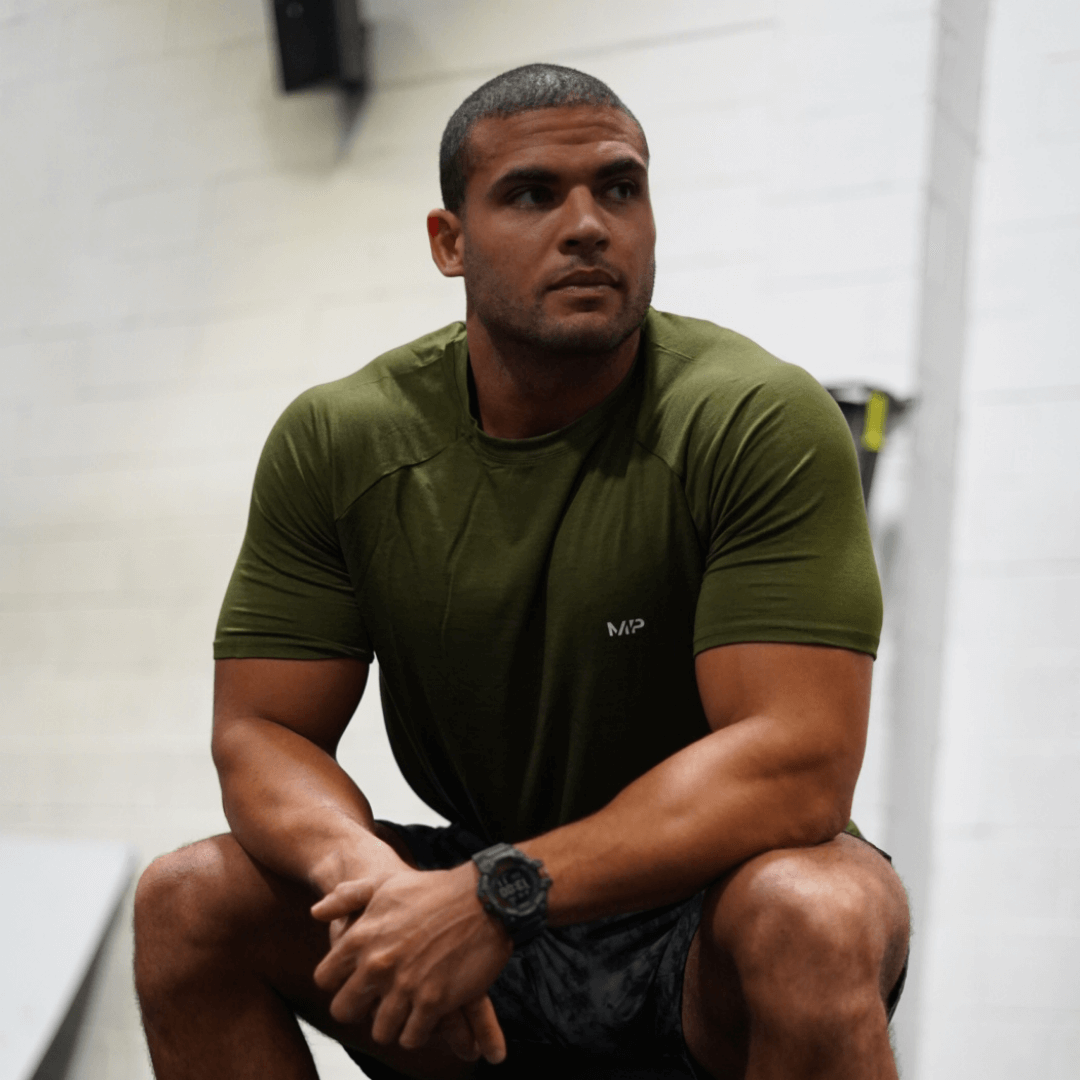 T-Shirt à Manche Courte MP Performance - Vert Armée & Noir