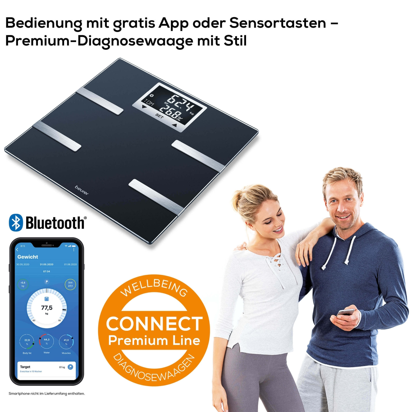 Beurer Diagnosewaage BF 720-Körperanalysewaage mit BMI Berechnung & App-Anbindung - bis 180 kg