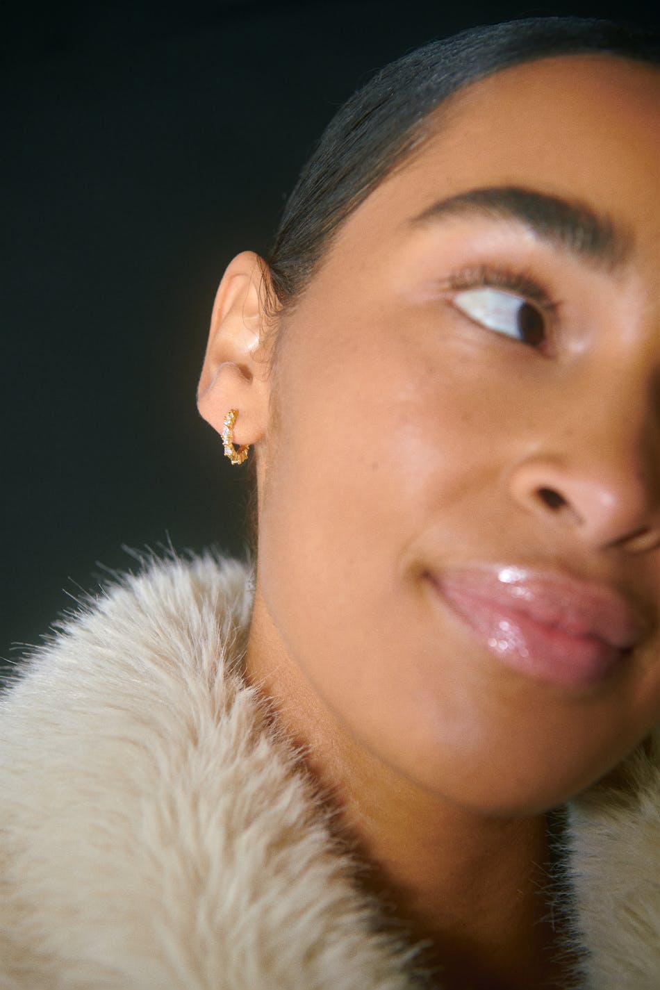 Crystal gold hoops earrings