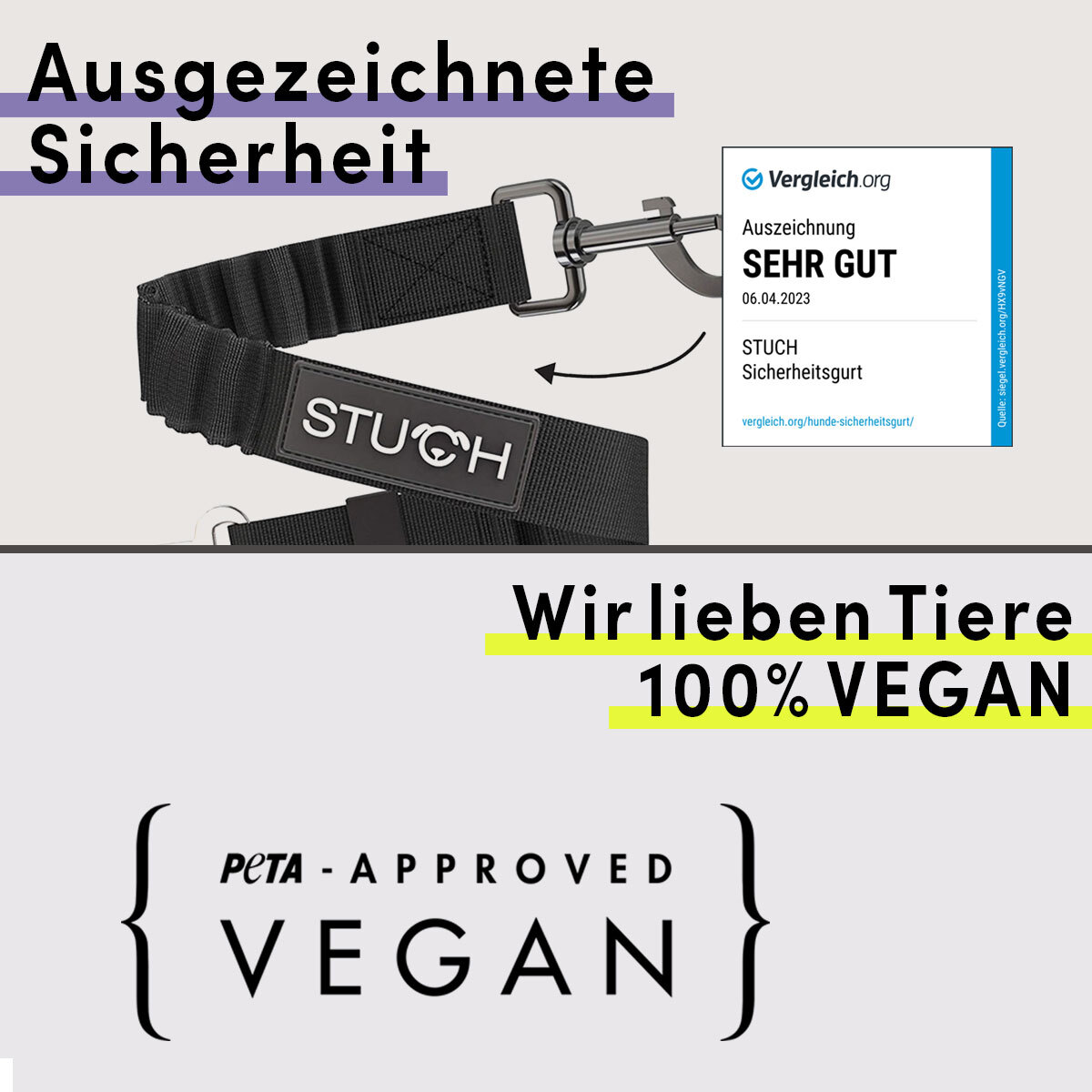STUCH Autozubehör STUCH Universeller Bungee Autogurt für Hunde & Katzen schwarz