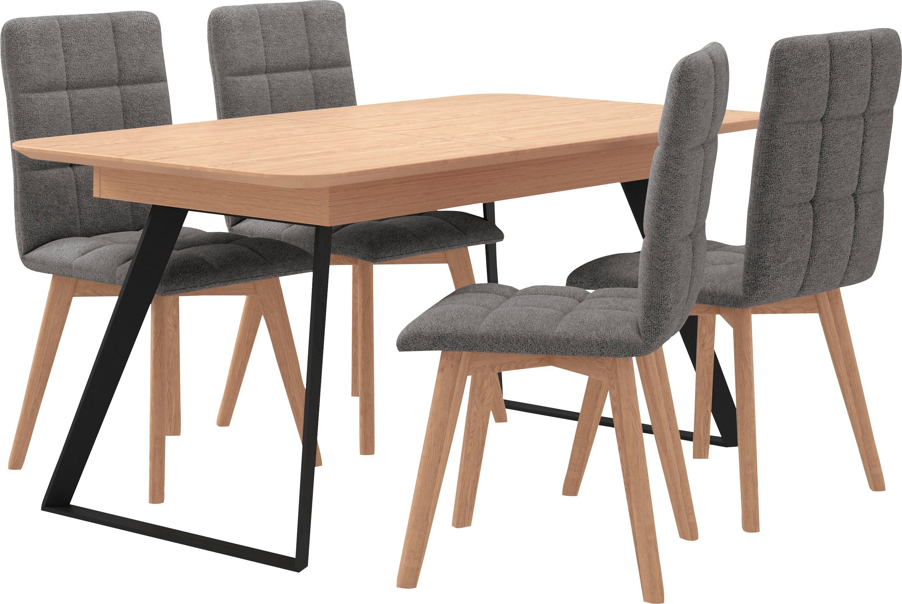 Home affaire 4-Fußstuhl Scala (Set, 2 St), Gestell aus Eiche Massivholz