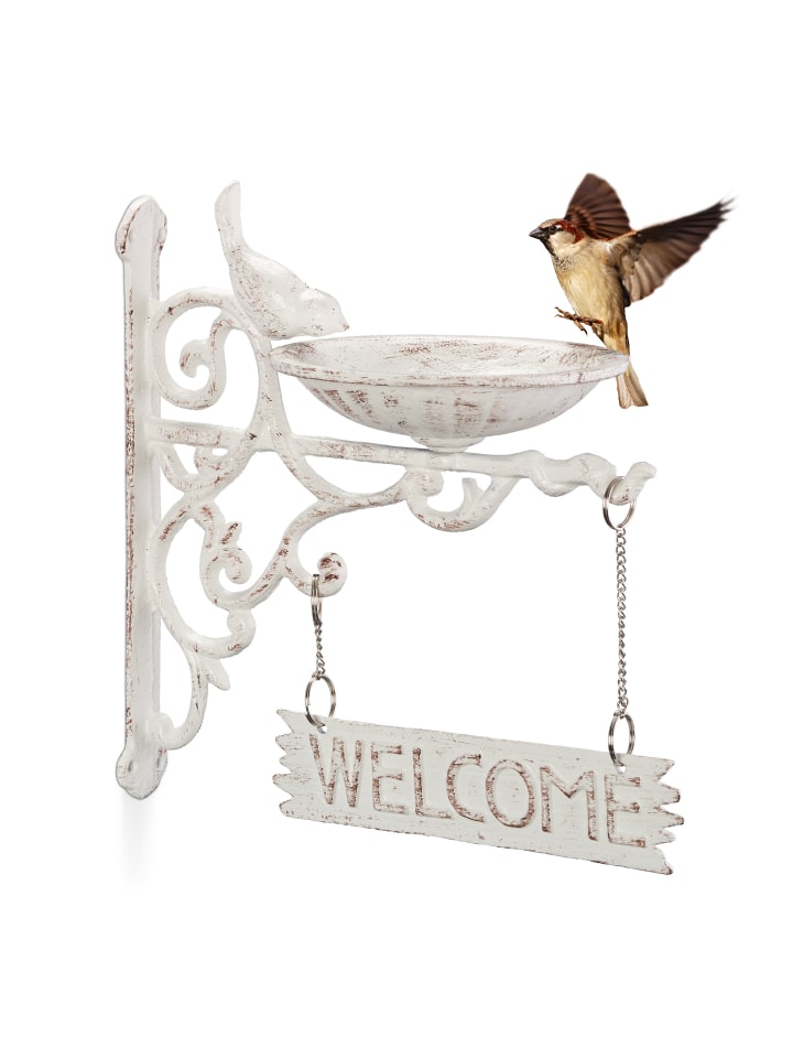 relaxdays Vogeltränke Welcome in Weiß günstig kaufen onesize