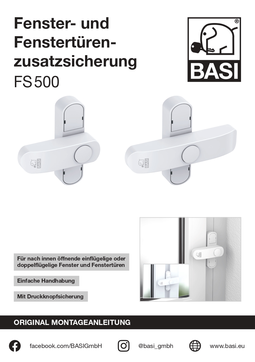 Basi Fenstersicherung für einflügelige Fenster in Braun