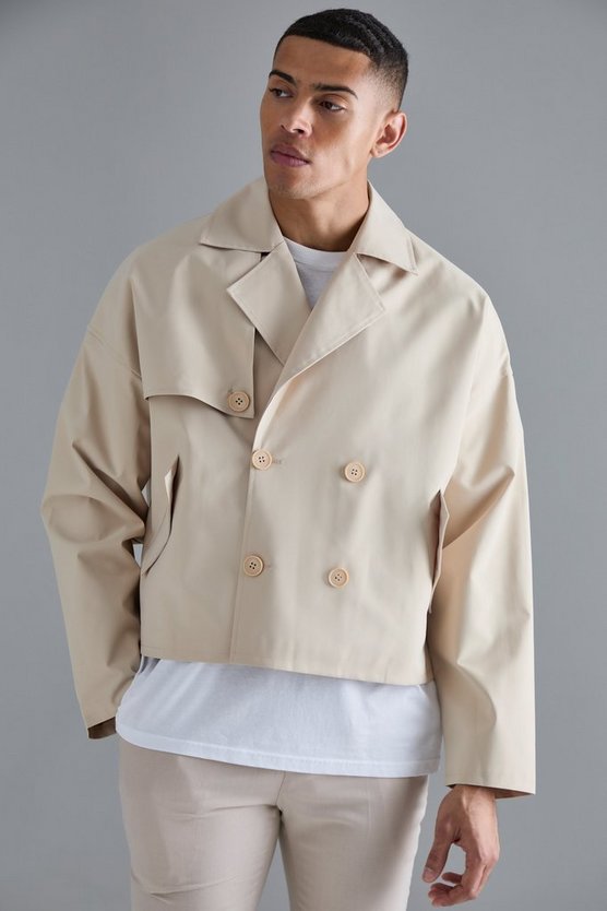 Kurzer zweireihiger Trenchcoat