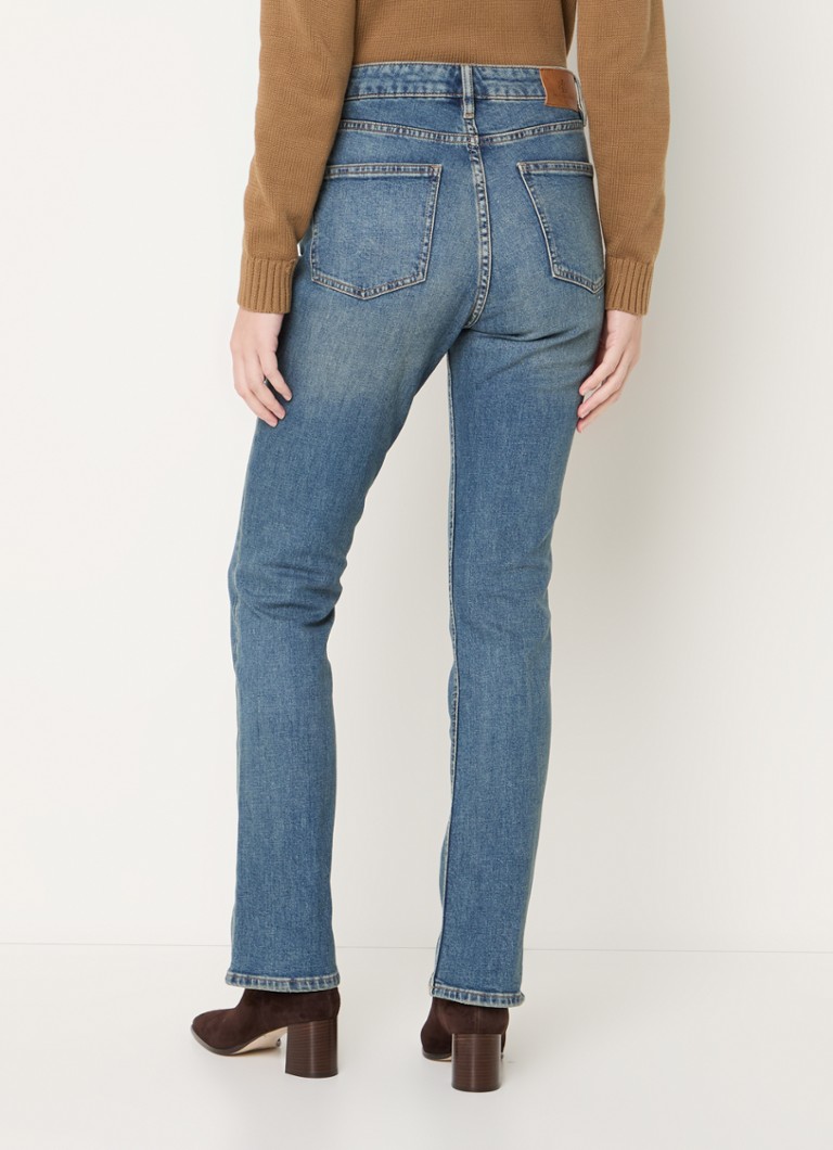 Blugi bootcut cu talie înaltă, decolorare medie