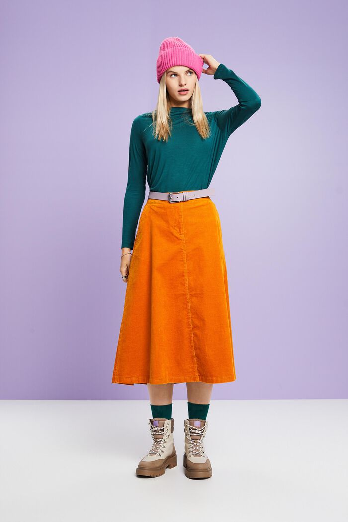 Jersey-Longsleeve mit Wasserfallausschnitt