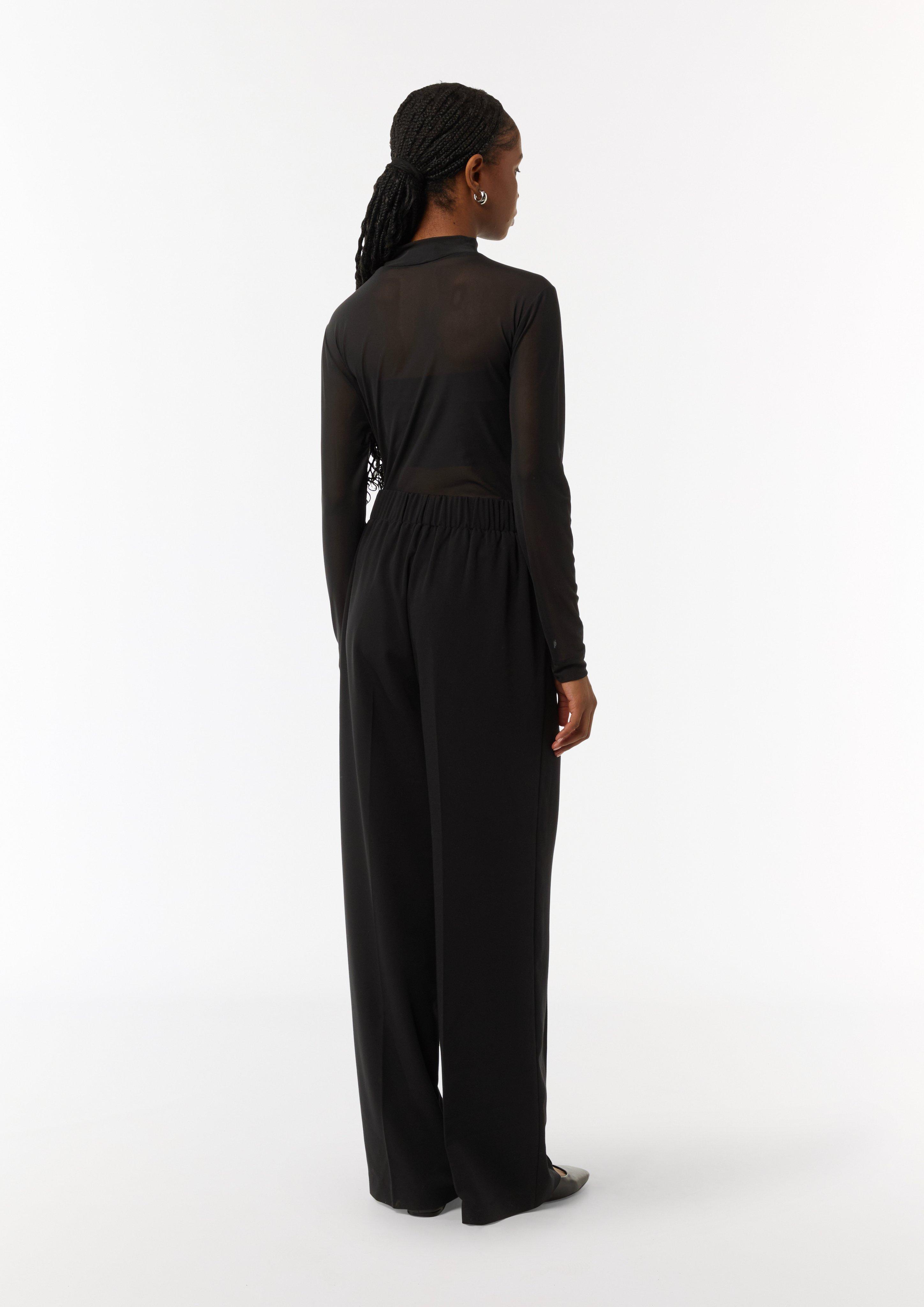 Elegante Stoffhose mit Bindeband - schwarz