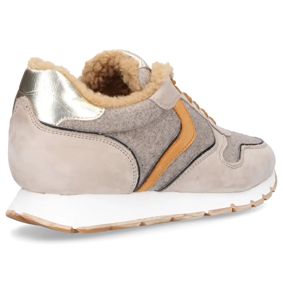 VOILE BLANCHE - Sneaker low JULIA FUR Nubukleder - beige
