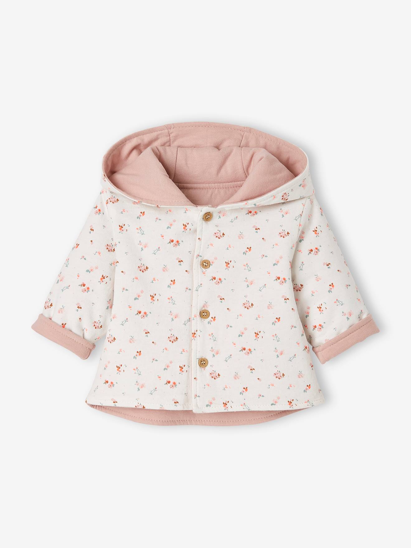 Veste réversible bébé à capuche ivoire