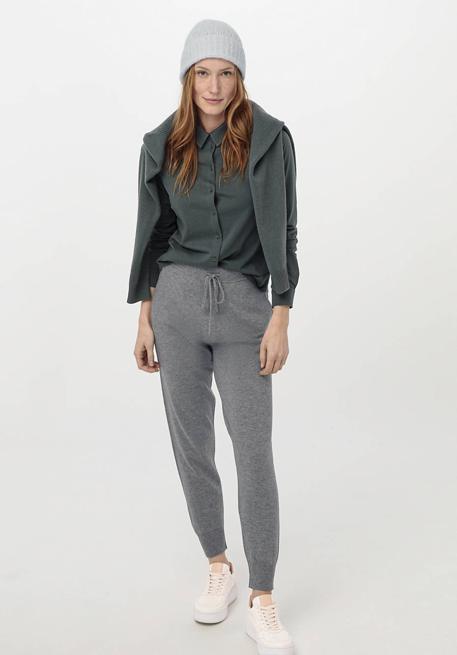 Jersey-Bluse aus Bio-Baumwolle mit Bio-Schurwolle