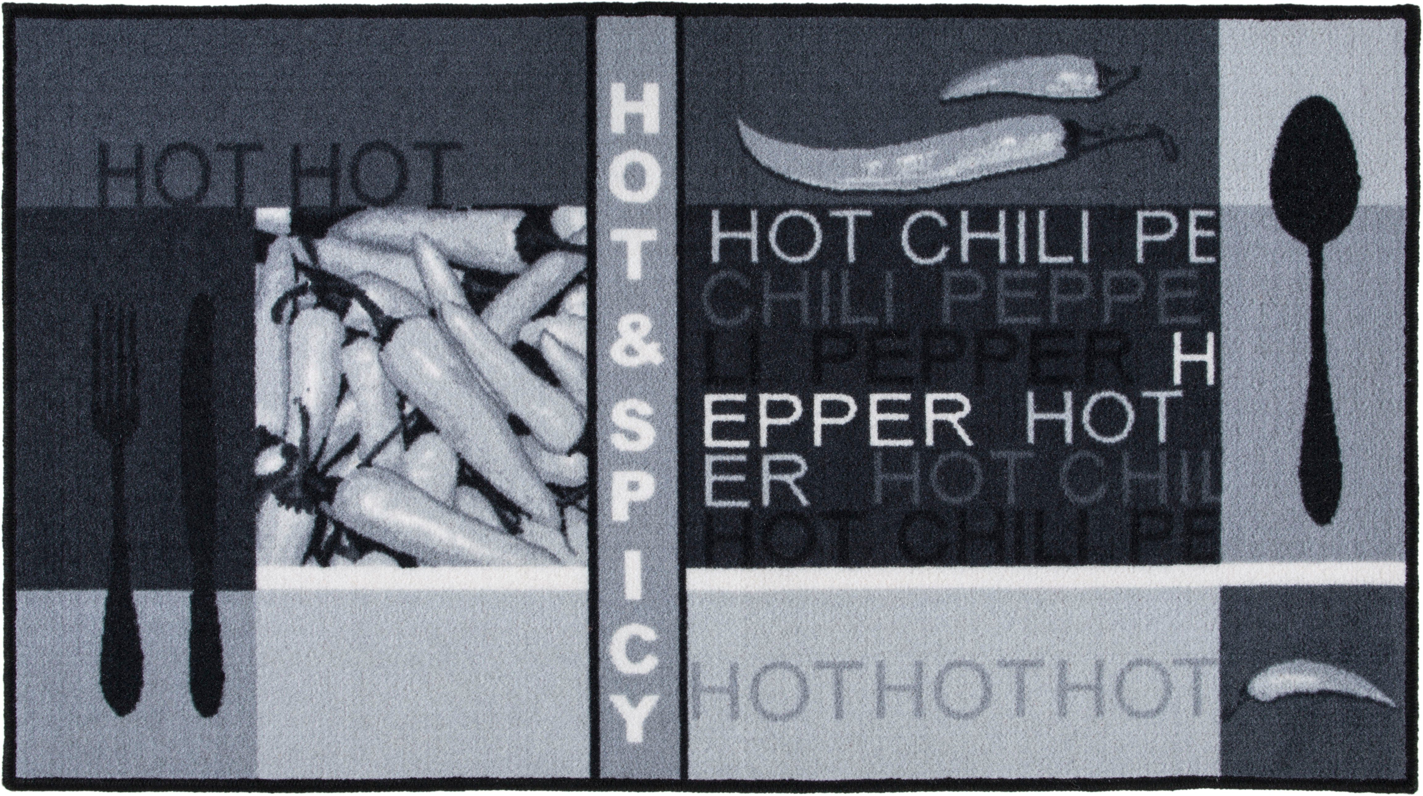Küchenläufer Hot Pepper, Andiamo, rechteckig, Höhe: 5 mm, Motiv Peperoni/Chili, mit Schriftzug, Küche, waschbar