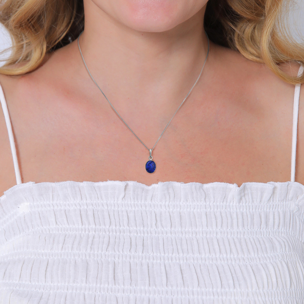 Elli Elli Pendentif Femmes pendentif ovale élégant avec Lapis Lazuli en argent sterlin Pendentif