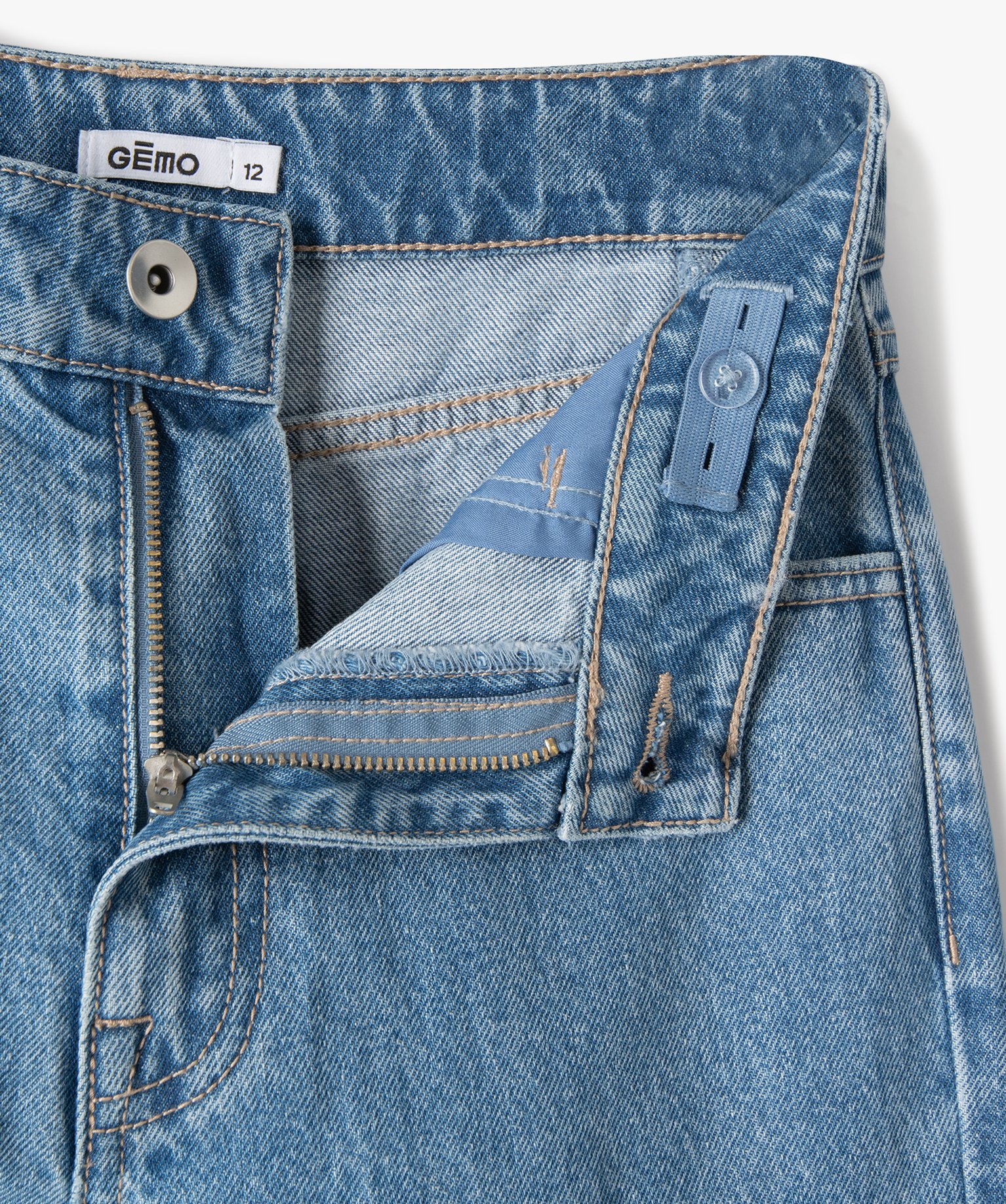 Jean fille coupe ample avec taille haute stone | GEMO