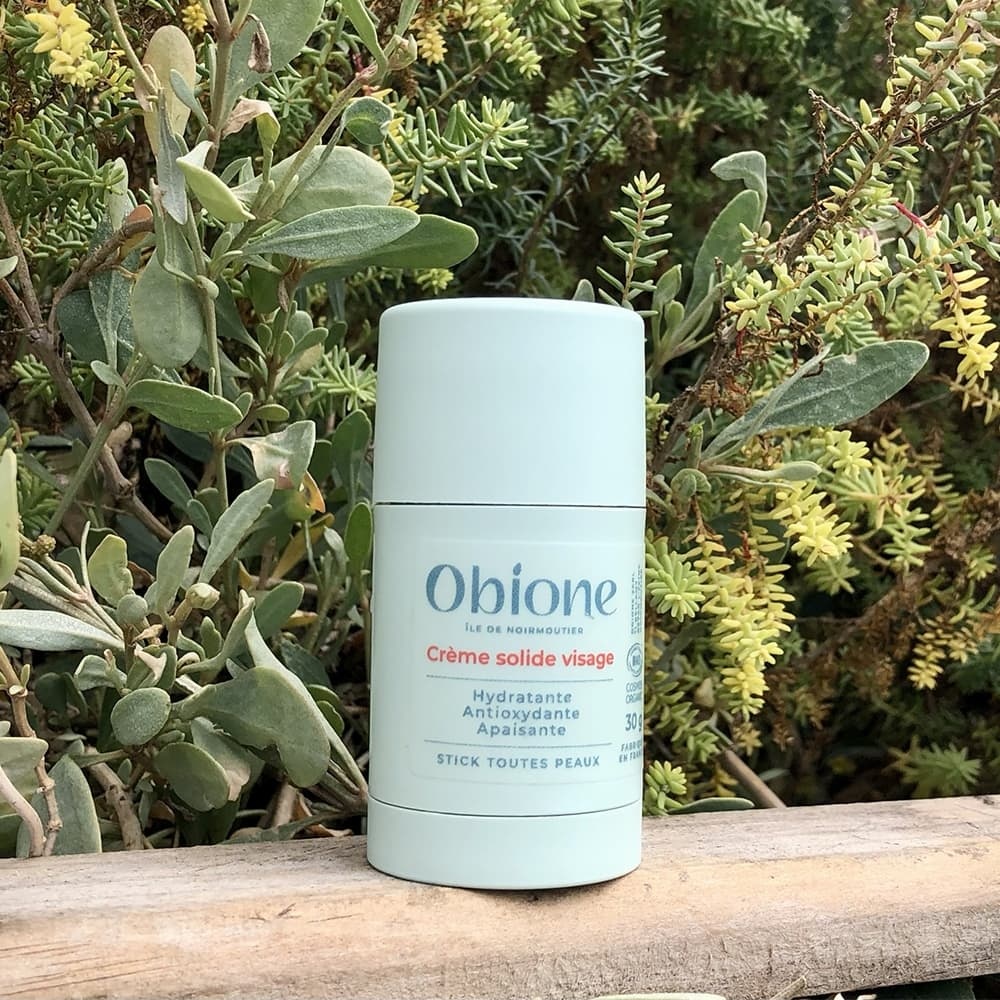 obione Crème solide Visage Bio en Stick - Jouret nuit - Toutes peaux Hydratante, antioxydante, apaisante -  Extrait de plantes marines de Noirmoutier