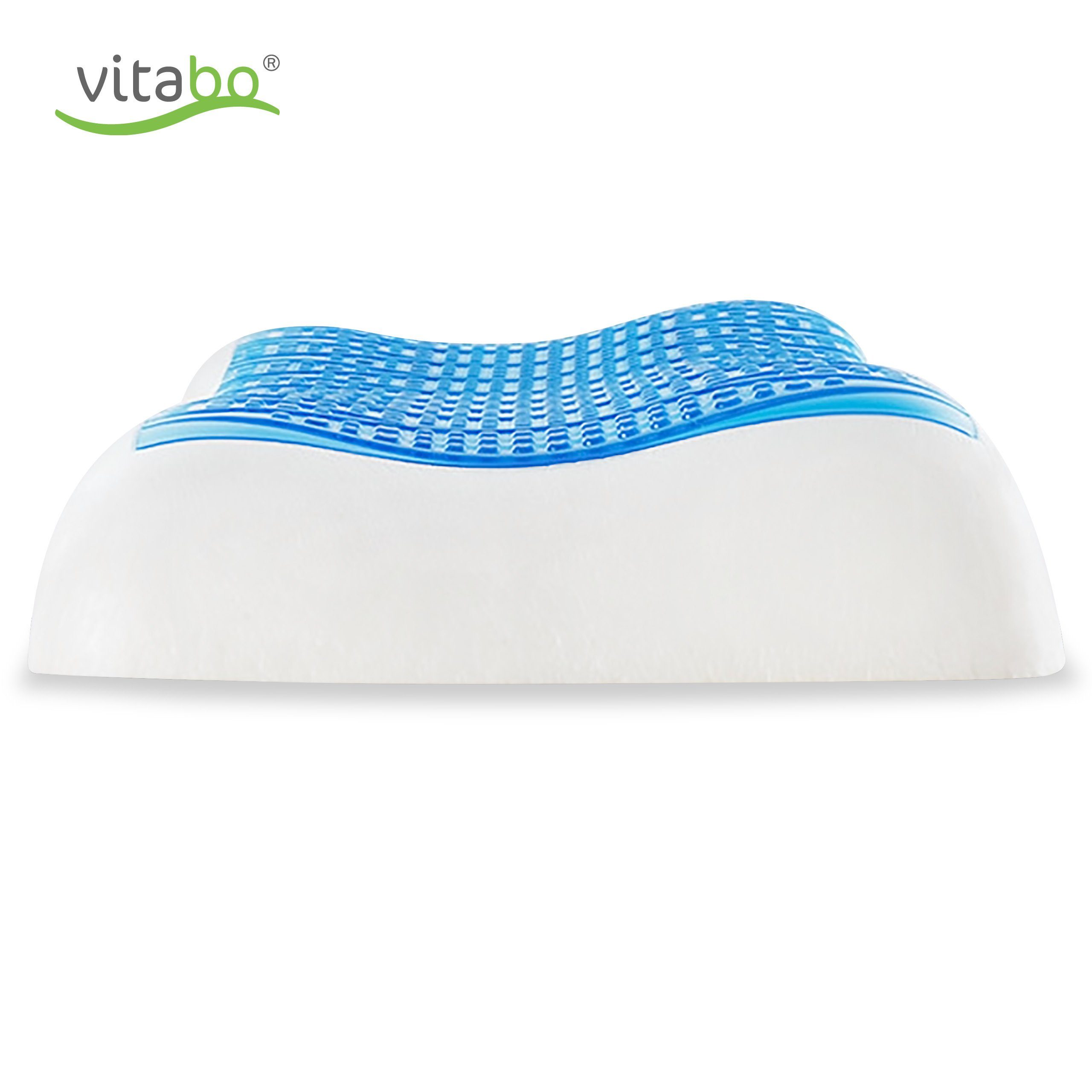 Vitabo Nackenkissen Vitabo Komfortables Kopfkissen mit kühlender Gelauflage I ergonomisches Seitenschläferkissen Nackenkissen – Viscoschaum 100% Lyocell Bezug, 1-tlg.