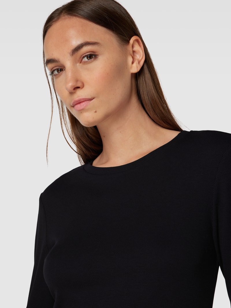 Longsleeve mit Feinripp Modell 'ROMA' in schwarz