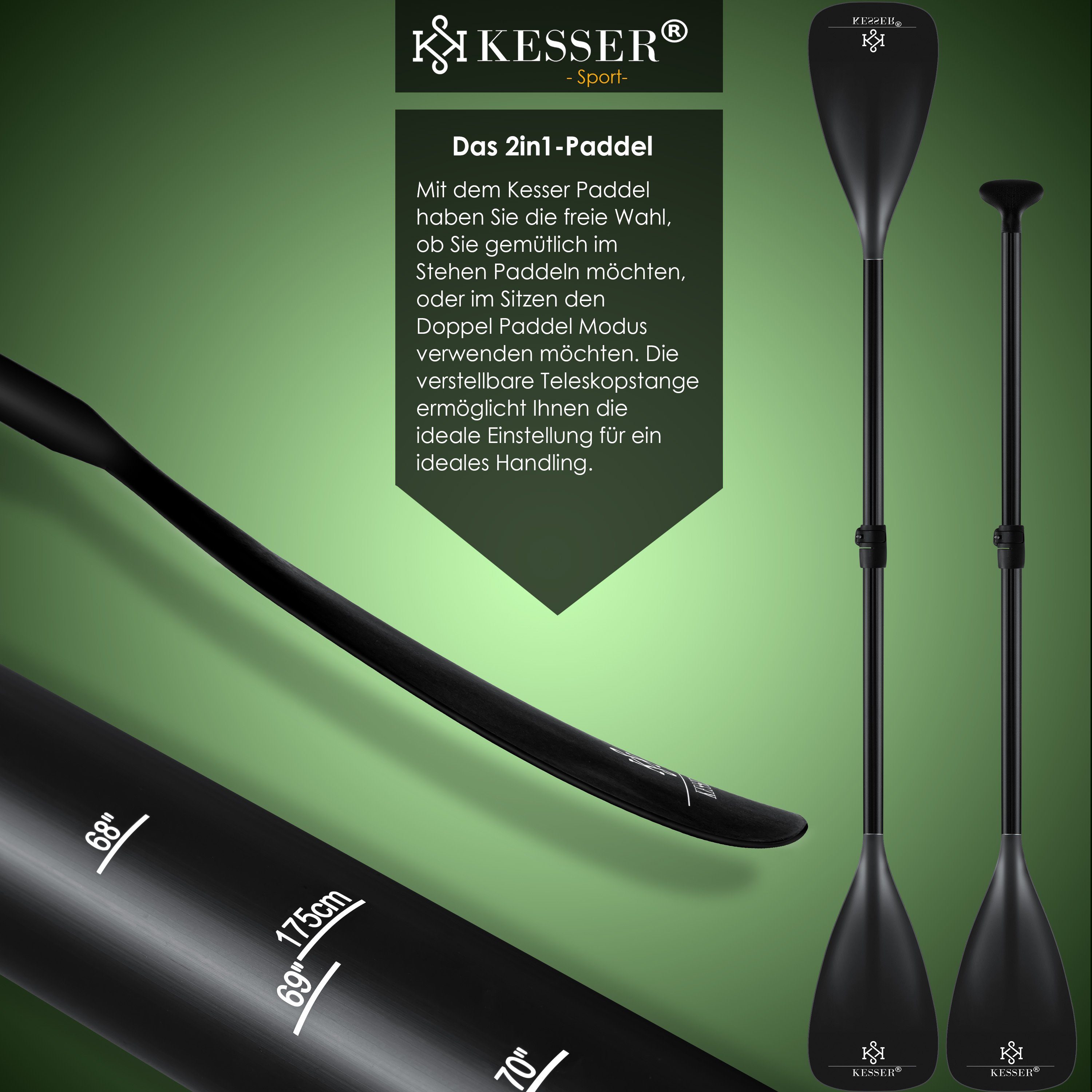 KESSER SUP-Board, SUP Board Aufblasbar Set mit Sichtfenster Stand Up Paddle