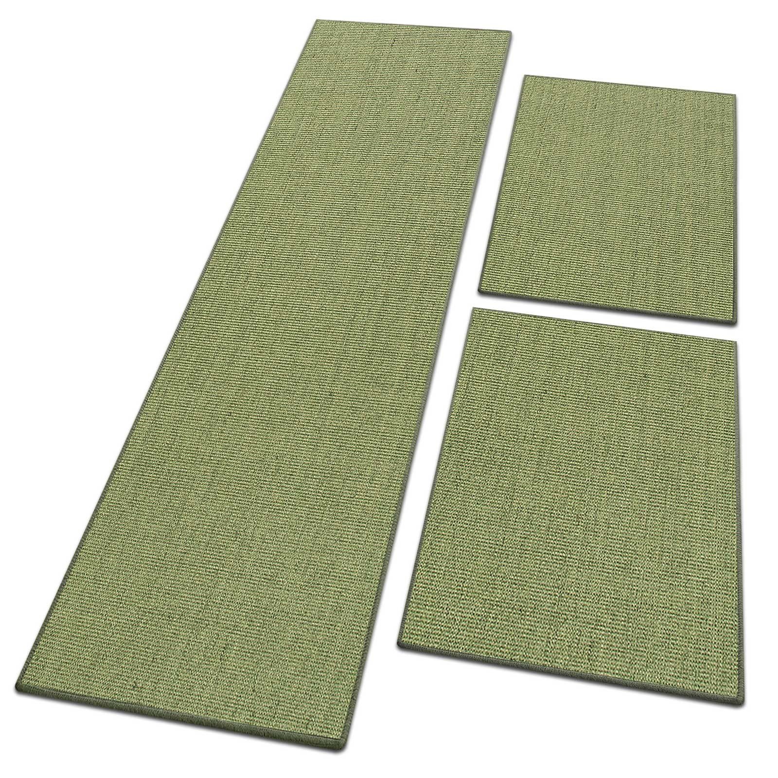 Bettumrandung Sylt Grün, 3 Größen, Teppichläufer, ideal im Schlafzimmer Floordirekt, Höhe 6 mm, (3-tlg), Sisal, 1A
