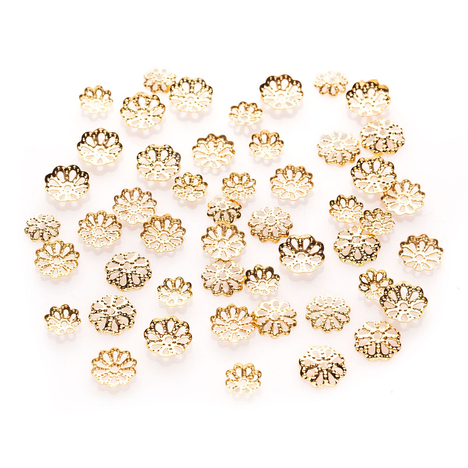 Perlkappen, gold, 6–10 mm Ø, 50 Stück