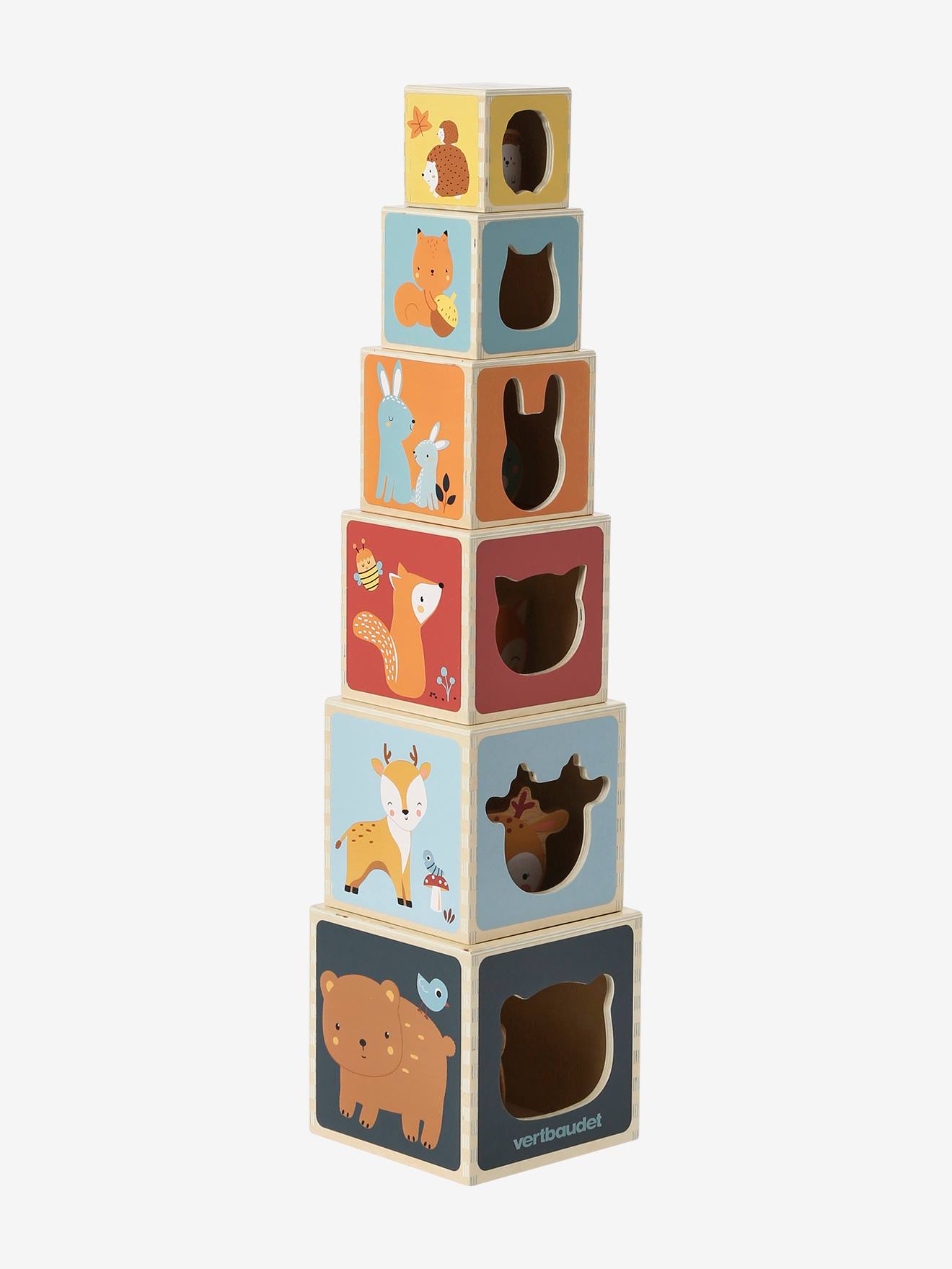 Vertbaudet Baby Stapelturm mit Steckspiel aus Holz FSC - mehrfarbig/pandafreunde
