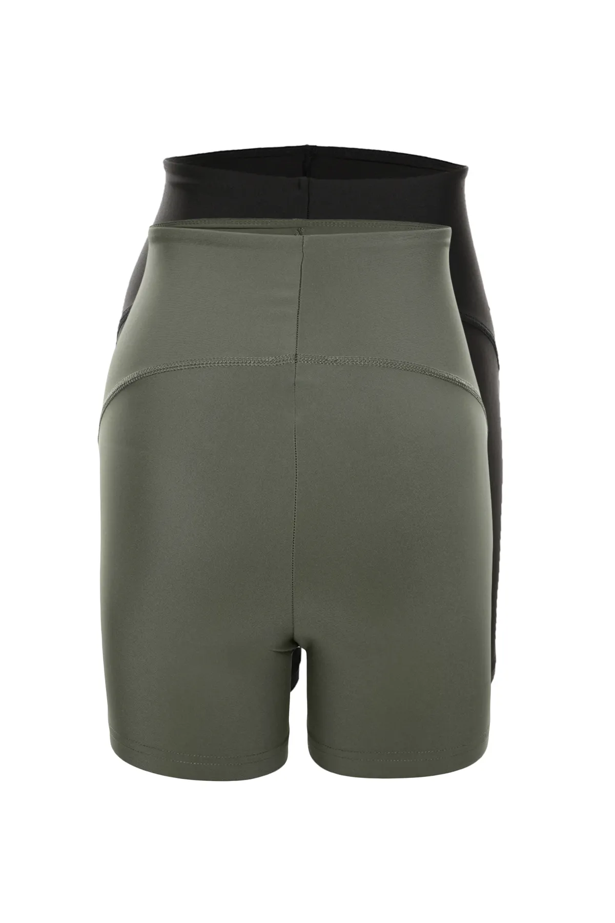 Trendyol Collection  Schwarz-Khaki 2er-Pack Restorer Strick-Sportshorts/kurze Leggings TWOSS21SR0698