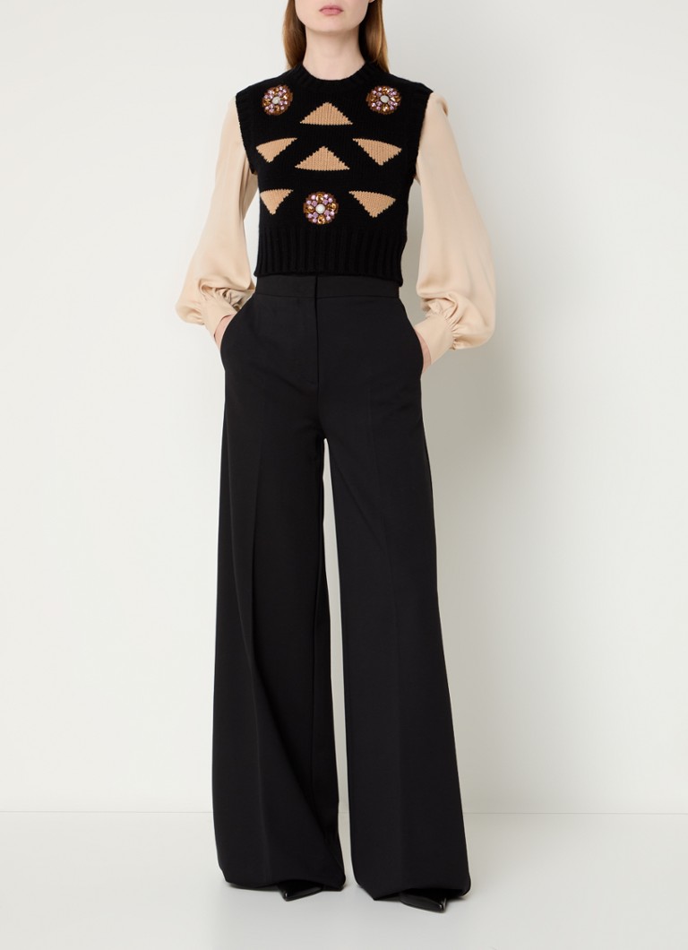 Chaleco sin mangas para bebé de MaxMara, confeccionado en punto grueso de mezcla de cachemir y decorado con pedrería.