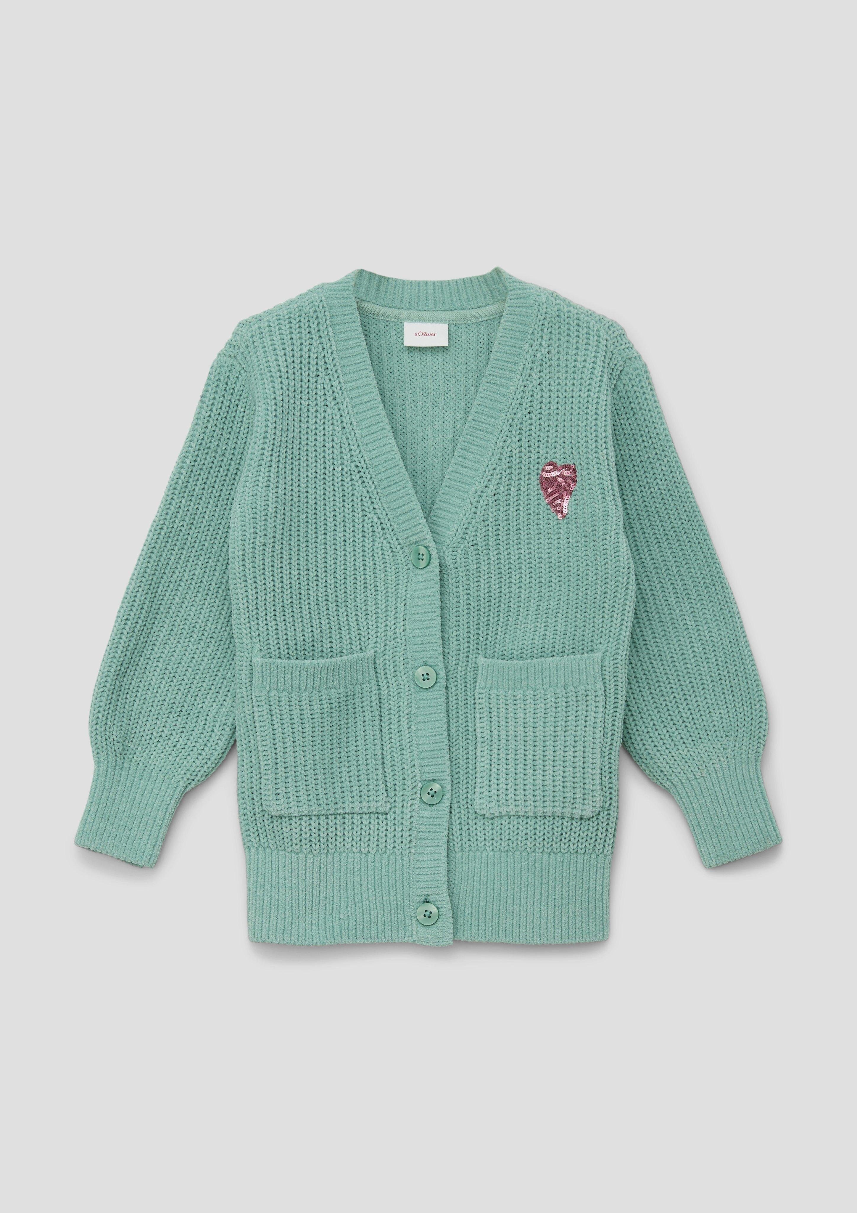 s.Oliver Strickjacke Strickjacke mit Stickerei-Detail Stickerei