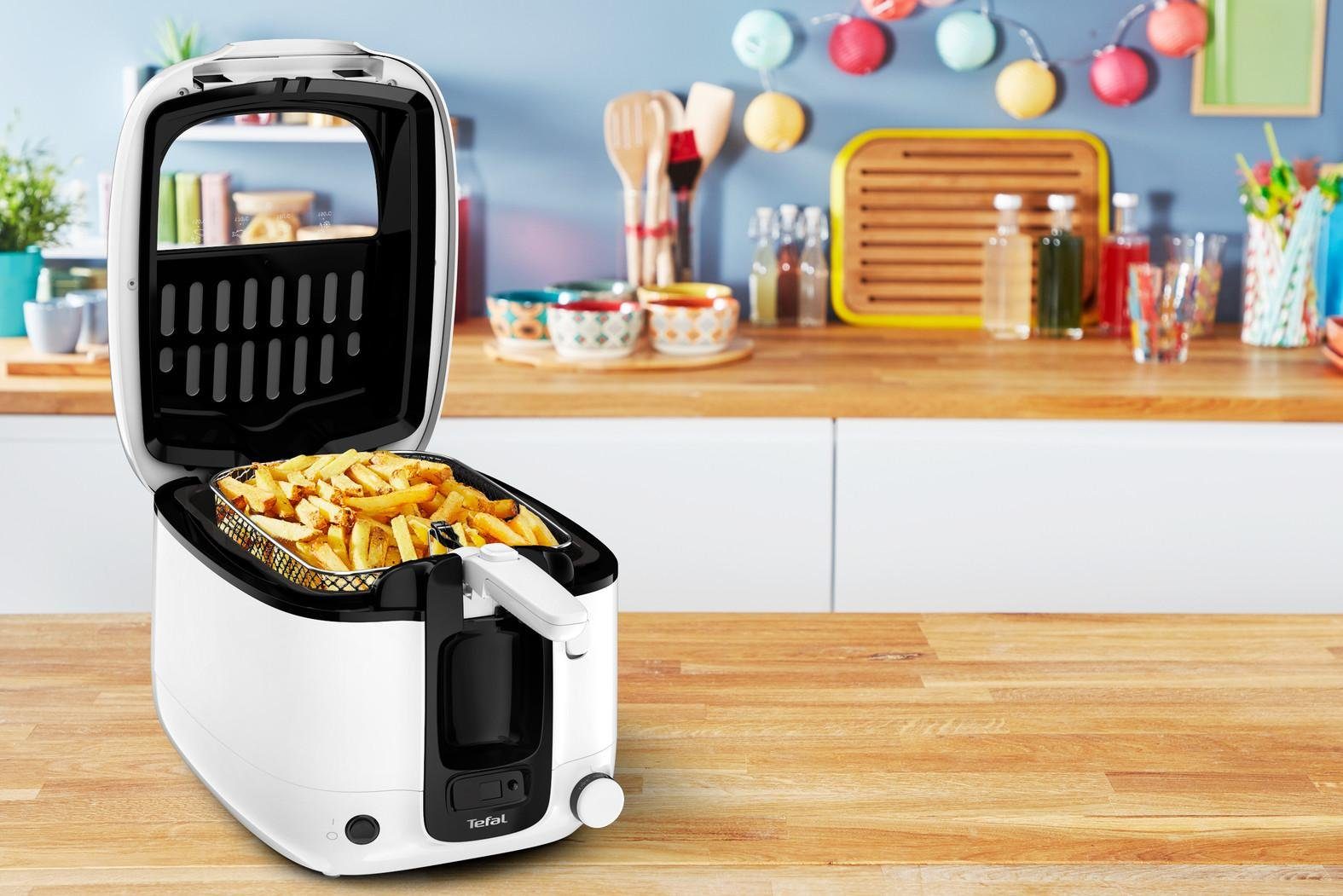 Tefal Fritteuse Super Uno FR3140, 2,2 Liter Ölkapazität, 1,5 Liter Frittiergut, austauschbarerr Aktivkohlefilter, digitale Zeitschaltuhr, automatischer Deckelöffner, großes Sichtfenster