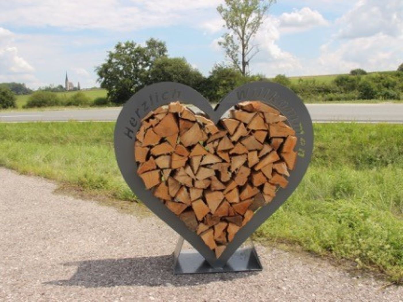 HandelHoffmann Kaminholzregal Kaminholzregal Regal Holz Aufbewahrung Herz