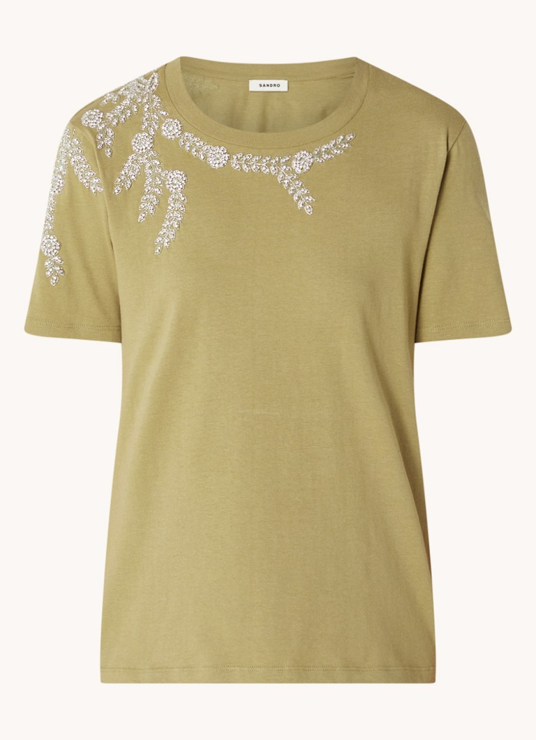 Sandro T-shirt with rhinestones and stretch