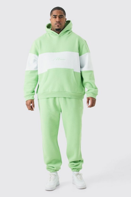 Plus Colorblock Man Trainingsanzug mit Kapuze
