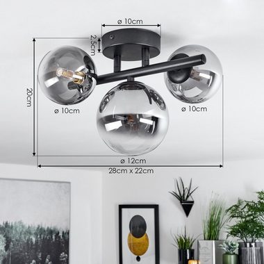 hofstein Deckenleuchte Isorella moderne Deckenlampe aus Metall/Glas in Schwarz/Rauchfarben, ohne Leuchtmittel, Leuchte im modernen Design mit Schirmen aus Rauchglas, 3xG9