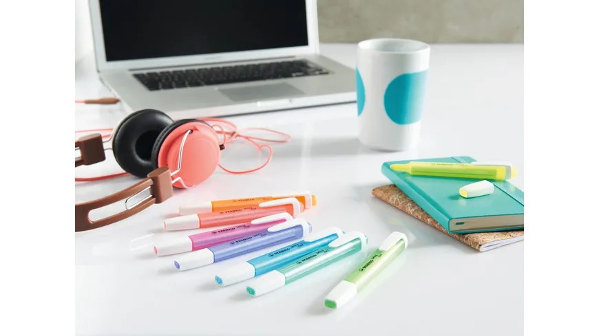 STABILO® Textmarker - STABILO swing cool - 18er Tischset - mit 18 verschiedenen Farben, 8 Leuchtfarben und 10 Pastellfarben sortiert