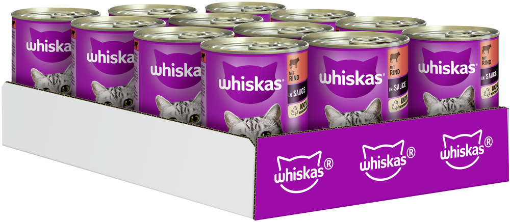 Whiskas Nassfutter Whiskas Adult 1+ Sauce 12x400g Rind & Leber